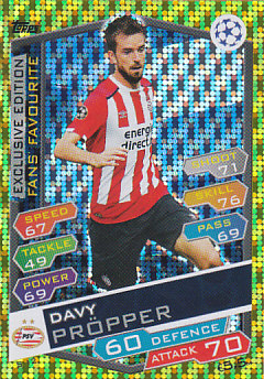Davy Propper PSV Eindhoven 2016/17 Topps Match Attax CL Fans' Favourite #S12
